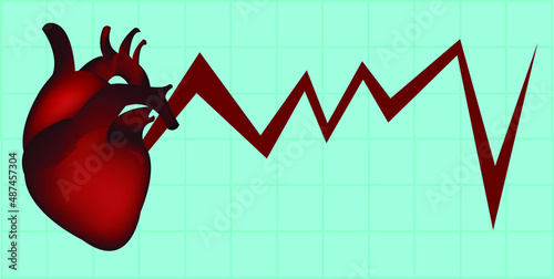 A heart and a heartbeat pulse. This illustration can be used as a medical concept in the cardiology area. Vector illustration.