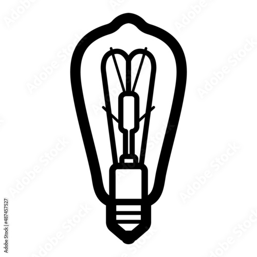 Retro Lightbulb Flat Icon Isolated On White Background
