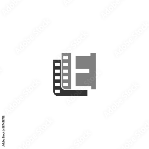 Letter E icon in film strip illustration template © xbudhong