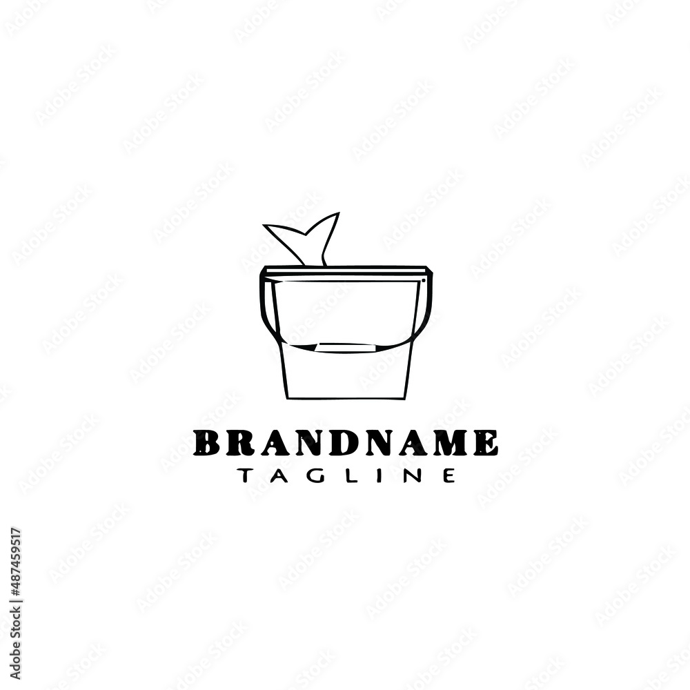 cleaning bucket logo cartoon design template icon cute isolated vector illustration