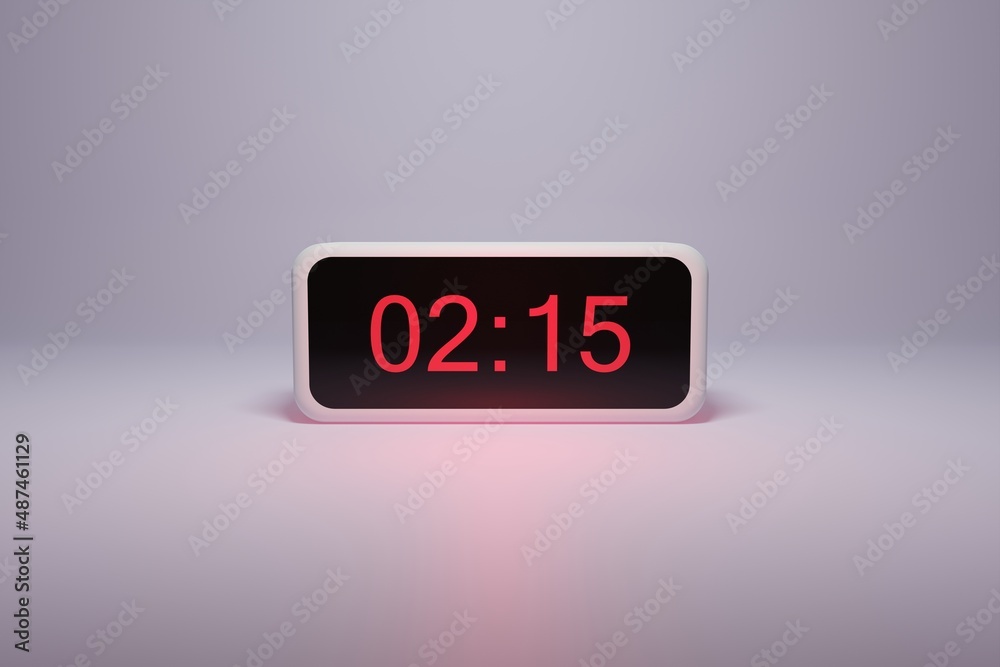 3d alarm clock displaying current time with hour and minute 02.15 2 am - Digital clock with red numbers - Time to wake up, attend meeting or appointment - Ring bounce alarm clock background image 3d alarm clock displaying current time with hour and minute 02.15 2 am - Digital clock with red numbers - Time to wake up, attend meeting or appointment - Ring bounce alarm clock background image