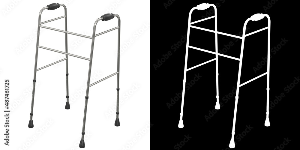3D rendering illustration of a walking frame 3D rendering illustration of a walking frame