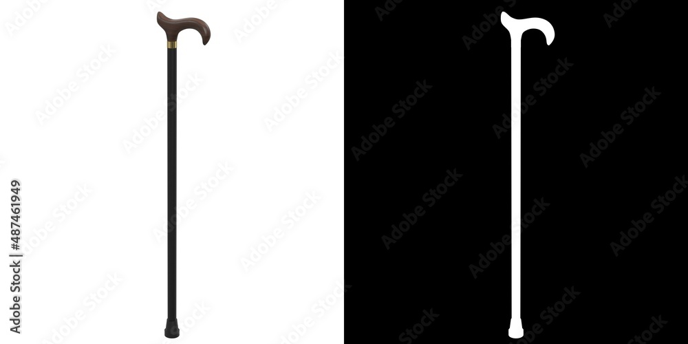 3D rendering illustration of a walking stick 3D rendering illustration of a walking stick