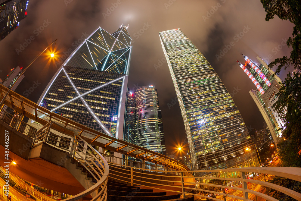 Obraz premium Hong Kong Central District at Night