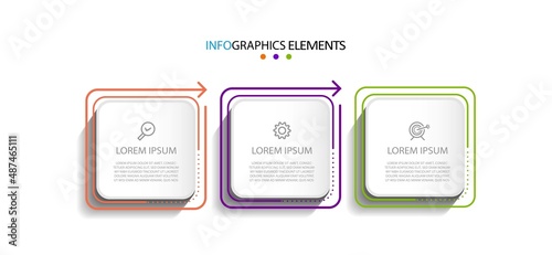 Infographic label design vector template with icons and 3 options or steps. Can be used for process diagram, presentations, workflow layout, banner, flow chart, info graph. eps10 vector photo