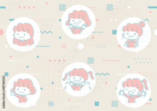 女性アイコン　幾何学背景