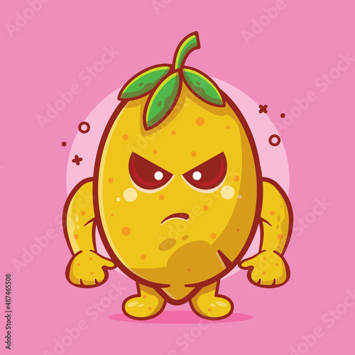 Fotografia angry lemon character mascot isolated cartoon in flat style design