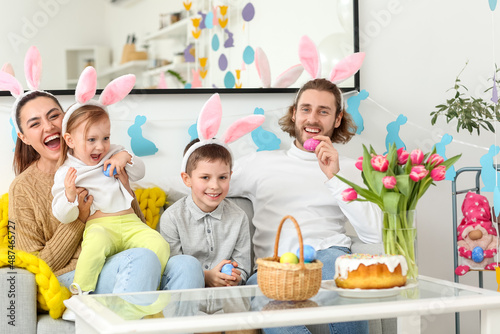 Happy family in bunny ears ...