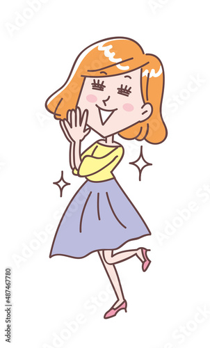 感激して手を合わせる若い女性