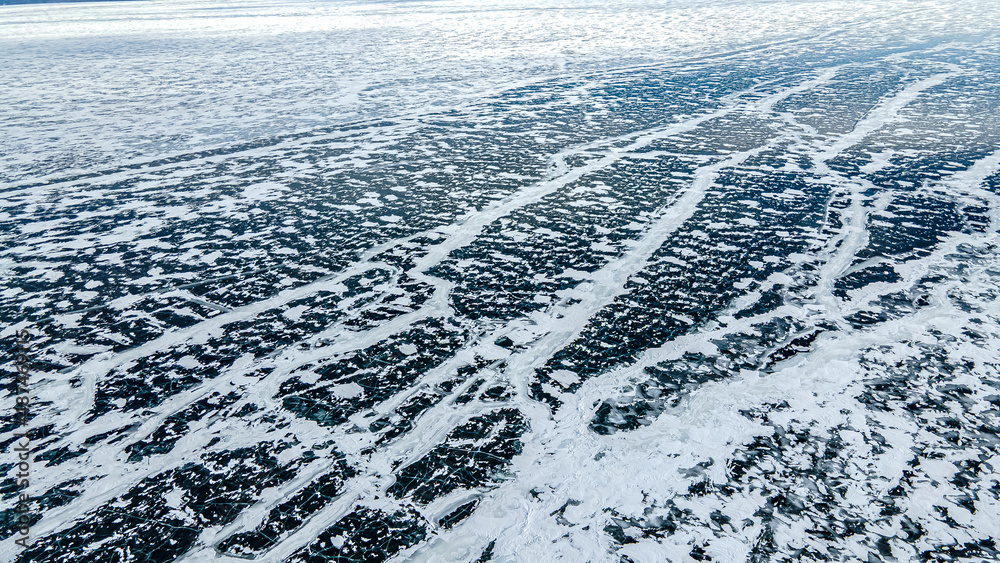 Naklejka premium Frozen waters and textures from aerial