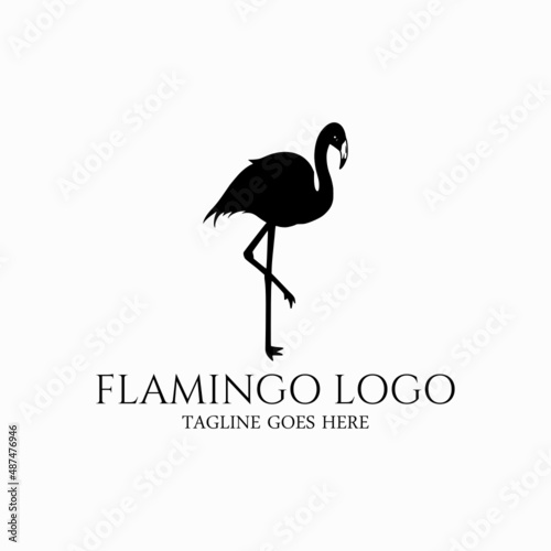 Silhouette flamingo logo, black flamingo vector illustration, flamingo icon elegant concept design