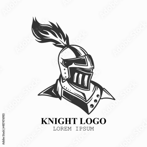 warrior design logo, knight icon helmet vector illustration