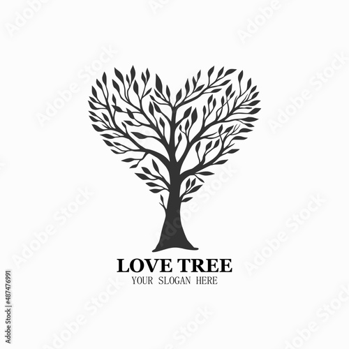 love tree logo vector, ecology garden icon design illustration