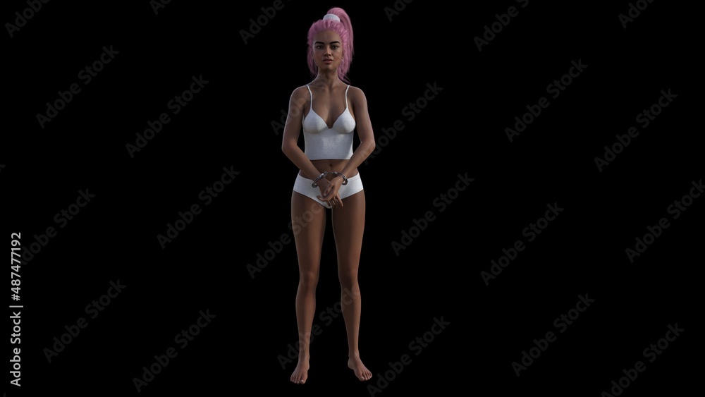 beautiful mature young woman. handcuffed by police handcuffs. Womans criminal 3d illustration beautiful mature young woman. handcuffed by police handcuffs. Womans criminal 3d illustration