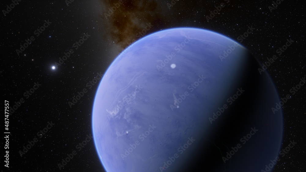 Obraz premium View of planet earth from space, detailed planet surface, science fiction wallpaper, cosmic landscape 3D render 