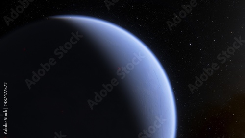 View of planet earth from space, detailed planet surface, science fiction wallpaper, cosmic landscape 3D render 