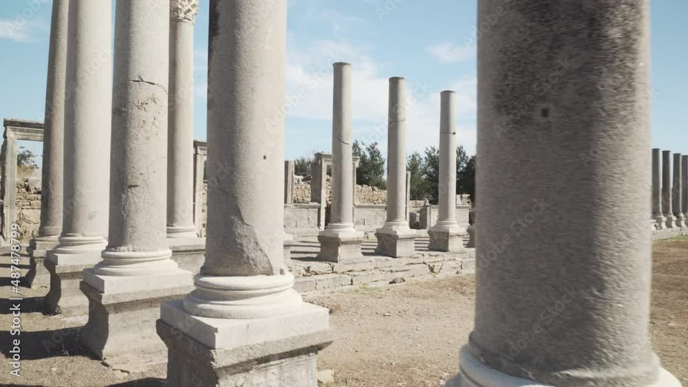 Scenic ruins of the agora in Perge (Perga) at Turkey Scenic ruins of the agora in Perge (Perga) at Turkey