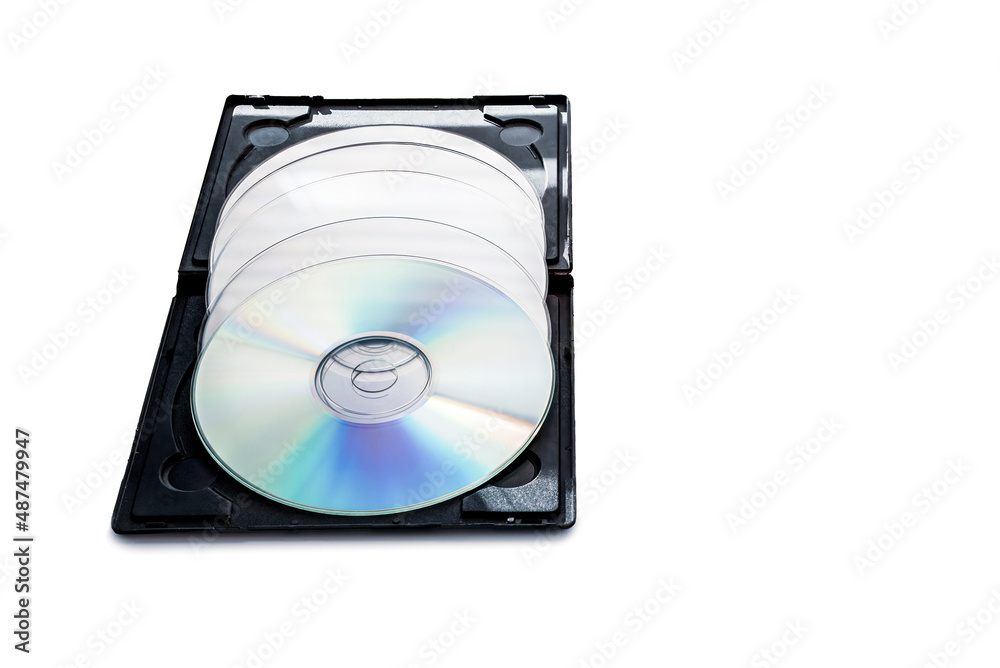 Set of cd on white background with copy space Set of cd on white background with copy space