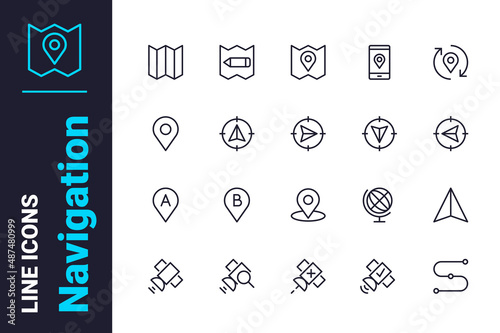 Route and navigation icons set