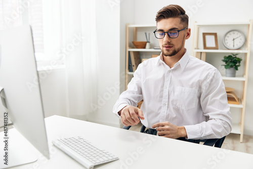 businessmen office worker in a white shirt emotions technologies
