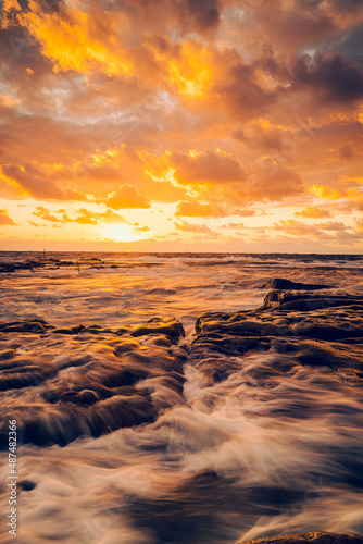 beautiful sunrise over the sea and landscape