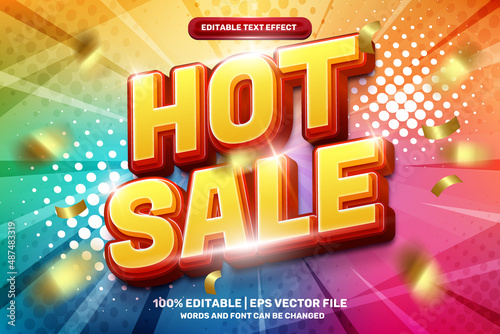 hot sale hype modern 3d editable text effect with colorfull halftone comic background