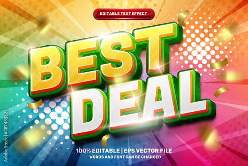 best deal hype modern 3d editable text effect with colorfull halftone comic background