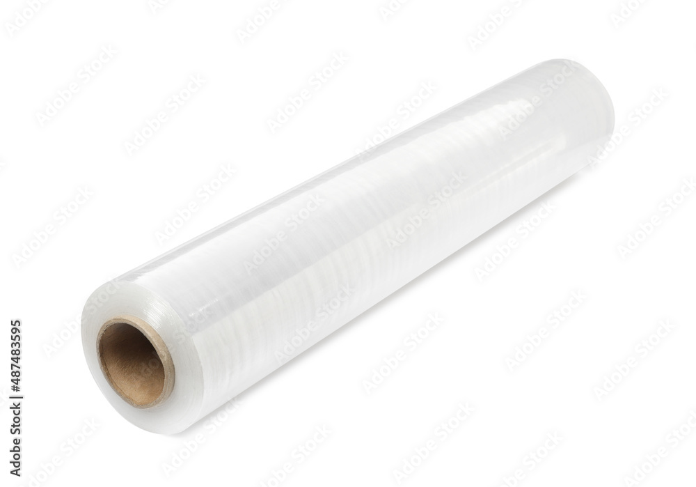 Roll of plastic stretch wrap film isolated on white Roll of plastic stretch wrap film isolated on white