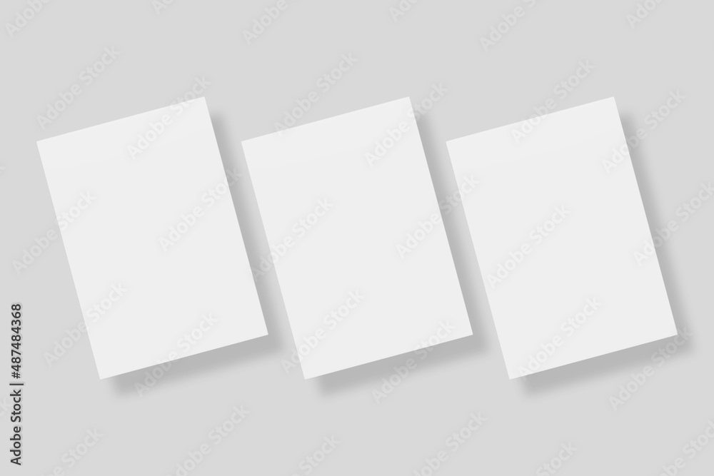 Floating blank paper for mockup. 3D Render. Floating blank paper for mockup. 3D Render.