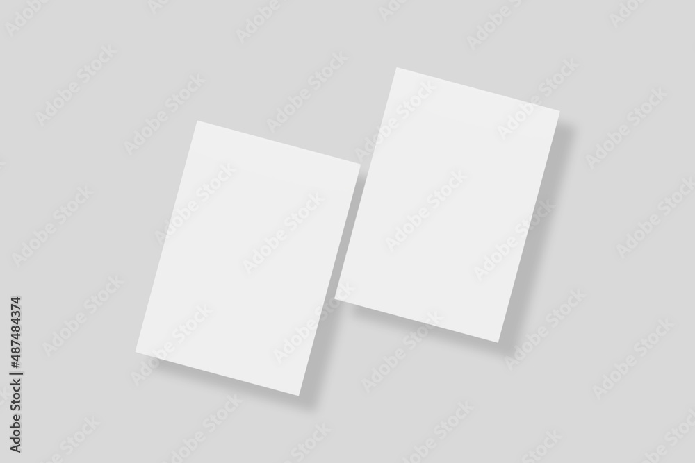 Floating blank paper for mockup. 3D Render. Floating blank paper for mockup. 3D Render.