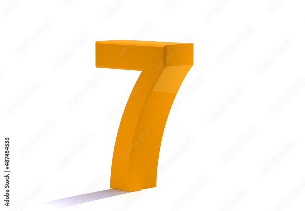 3d Yellow number 7 isolated on white background 3d Yellow number 7 isolated on white background