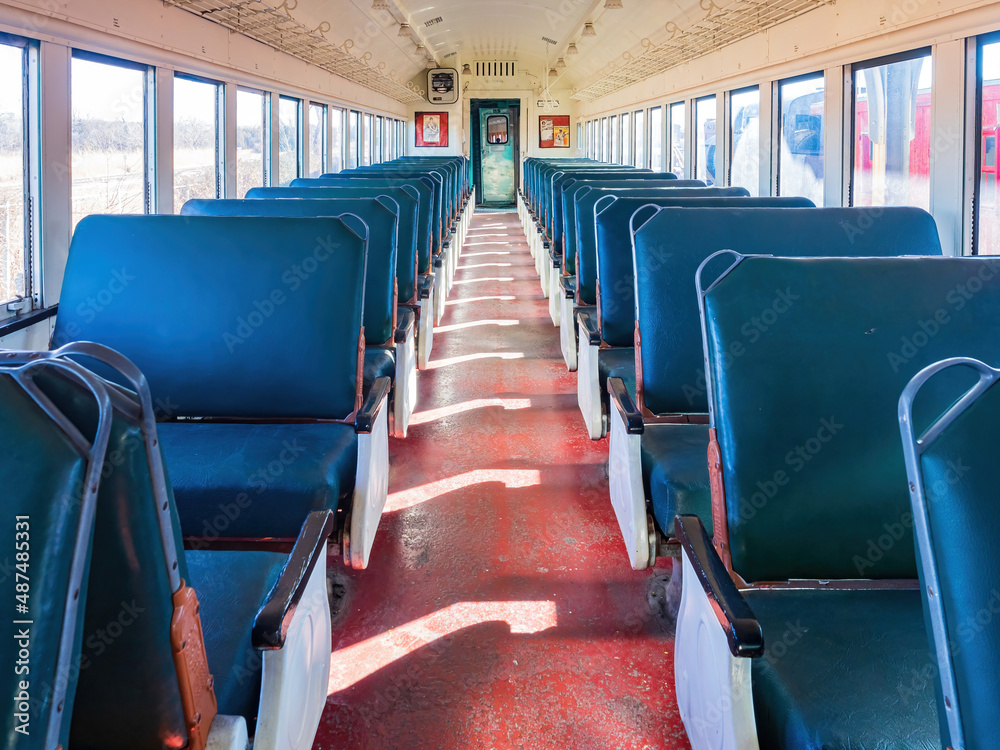 Interior view of an empty train