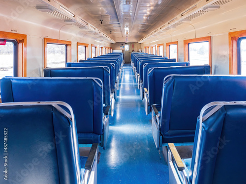 Interior view of an empty train