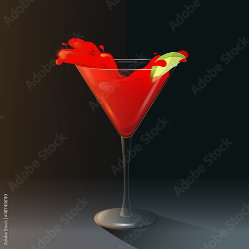 red cocktail on a black background