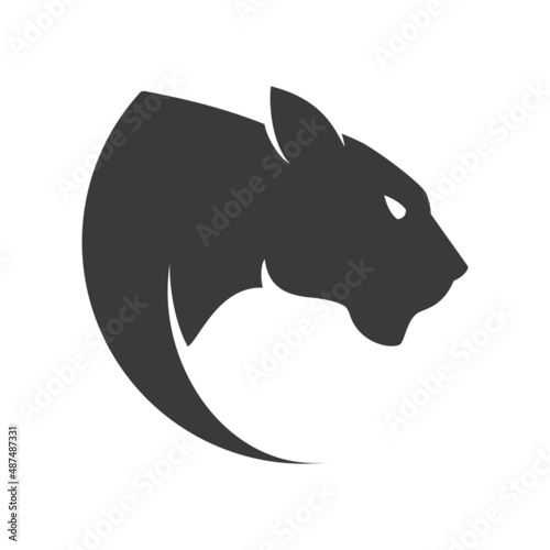 Panther head silhouette logo design