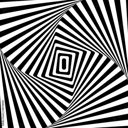 Black white abstract striped background. Optical art. Vector.	