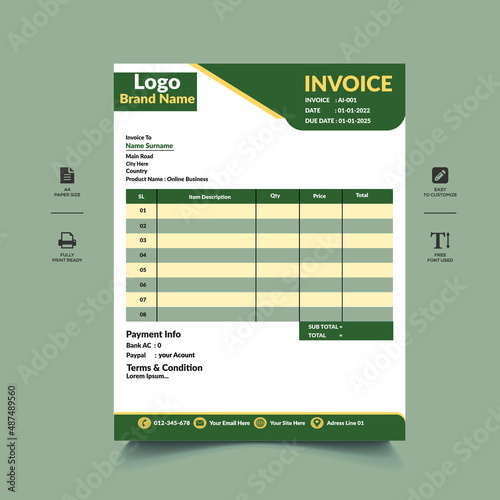 Creative And Unique Invoice Template Design.