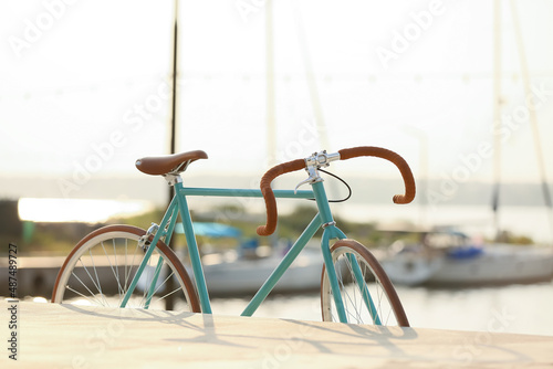 Stylish bicycle on city street