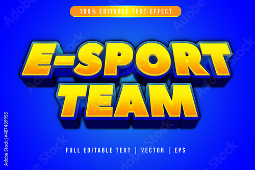 E sport Team editable text effect 3 dimension emboss modern style