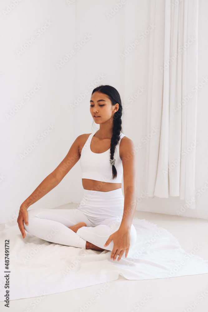 Girl in sportswear at home. Girl in sportswear at home.