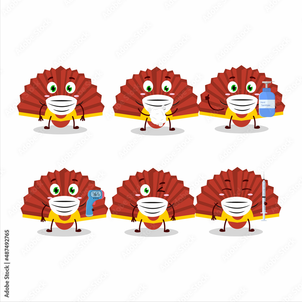 A picture of red chinese fan cartoon design style keep staying healthy during a pandemic A picture of red chinese fan cartoon design style keep staying healthy during a pandemic