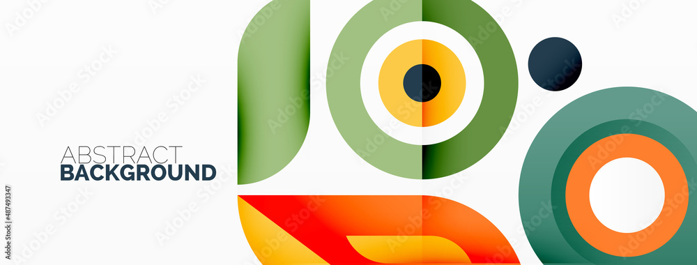 Abstract round shapes background. Minimalist decoration. Geometric background with circles and rings