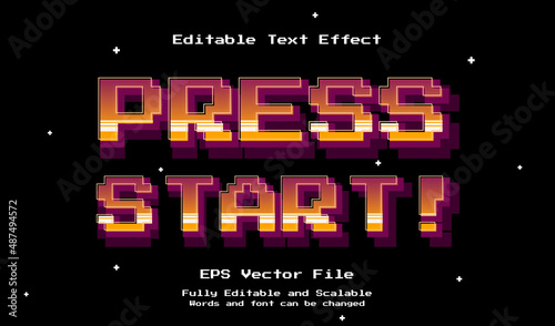 Press Start 3D game pixel editable text effect photo