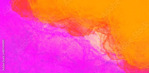 Abstract colorful watercolor background orange magenta and lilac color  abstract beautiful painting with transition and blur of bright colors for template print or website background