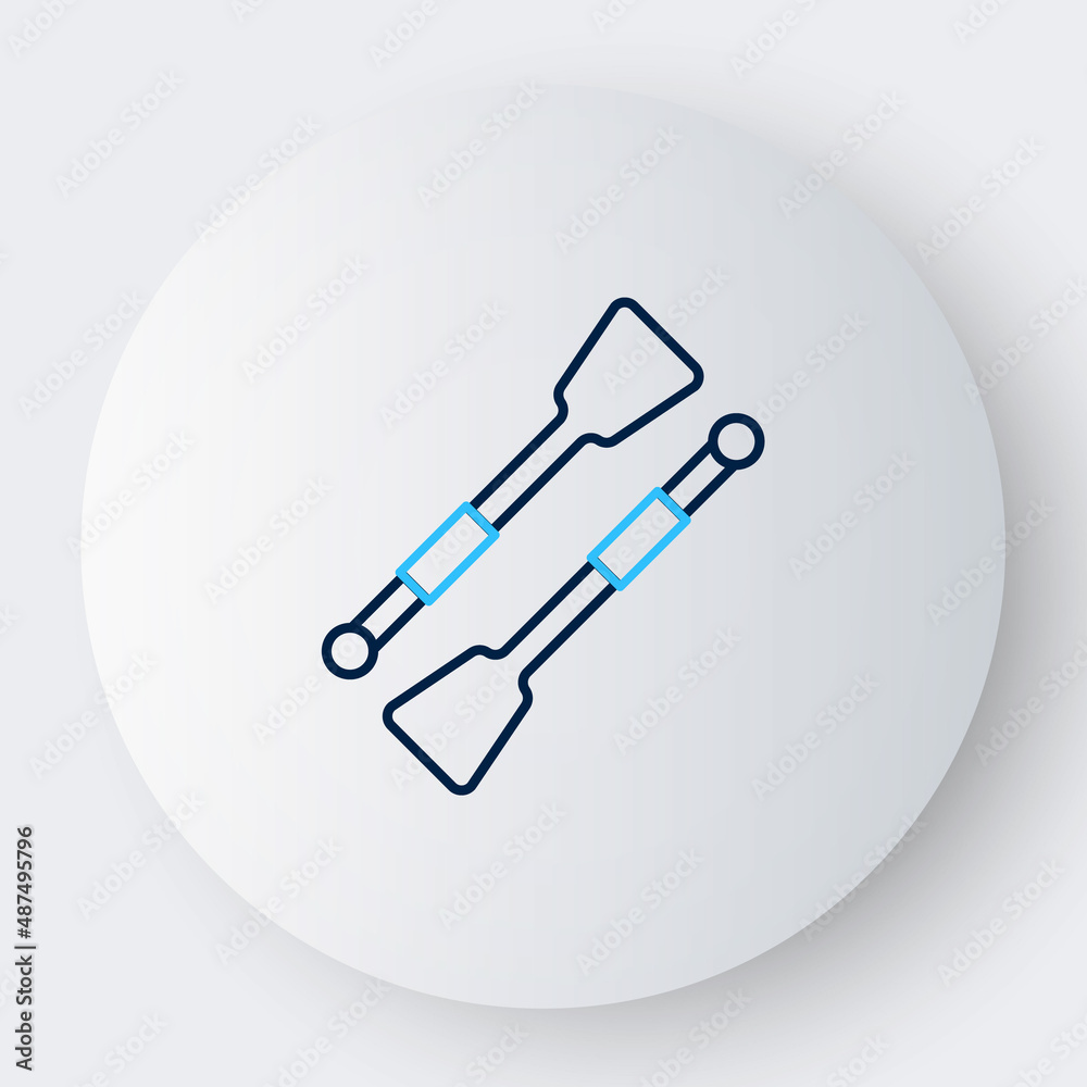 Line Oars or paddles boat icon isolated on white background. Colorful outline concept. Vector Line Oars or paddles boat icon isolated on white background. Colorful outline concept. Vector
