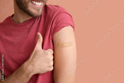 Young man with applied medi...