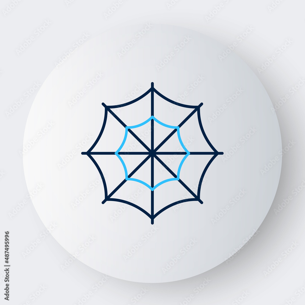 Line Spider web icon isolated on white background. Cobweb sign. Happy Halloween party. Colorful outline concept. Vector