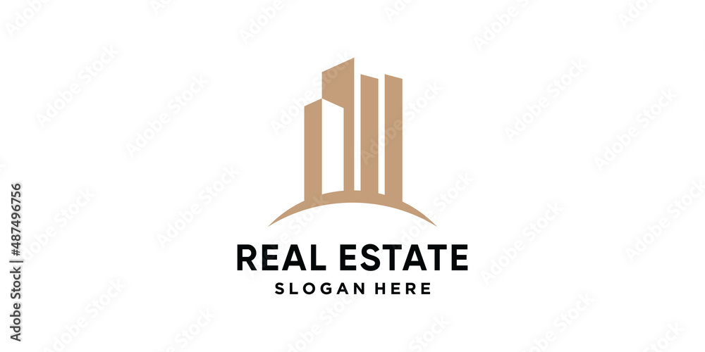Real estate logo design template with creative concept