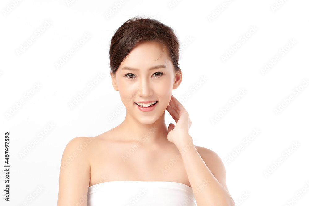 Beautiful young asian woman with clean fresh skin on white background, Face care, Facial treatment, Cosmetology, beauty and spa, Asian women portrait. Beautiful young asian woman with clean fresh skin on white background, Face care, Facial treatment, Cosmetology, beauty and spa, Asian women portrait.