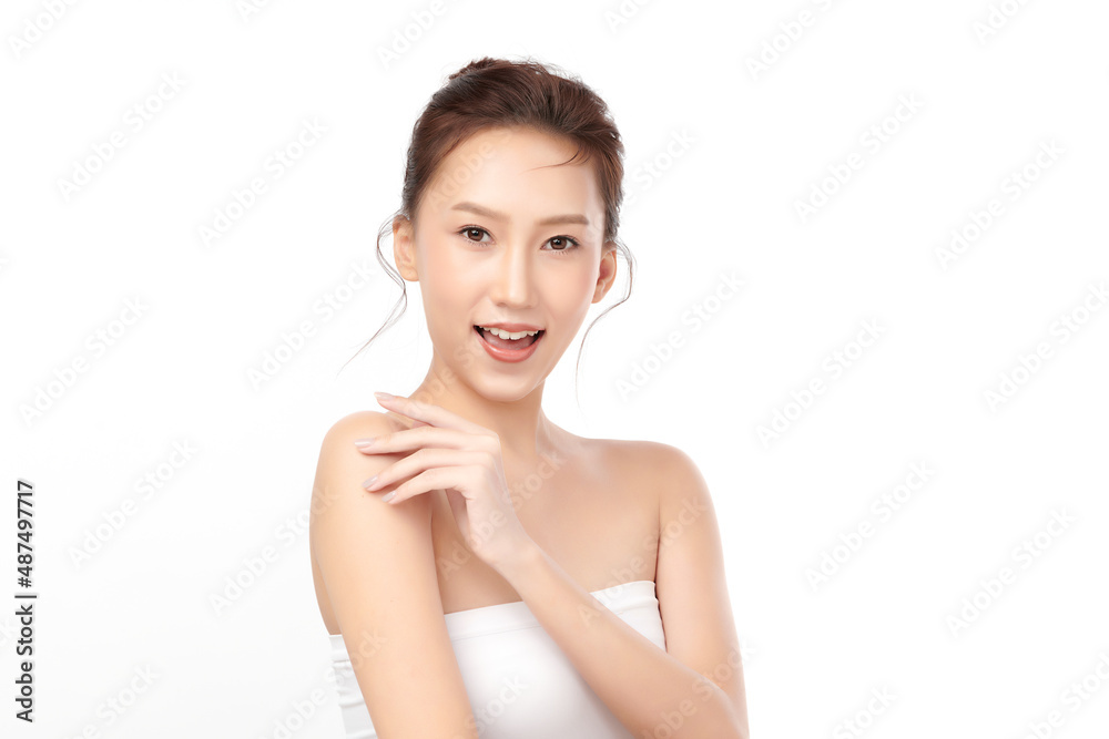 Beautiful young asian woman with clean fresh skin on white background, Face care, Facial treatment, Cosmetology, beauty and spa, Asian women portrait. Beautiful young asian woman with clean fresh skin on white background, Face care, Facial treatment, Cosmetology, beauty and spa, Asian women portrait.